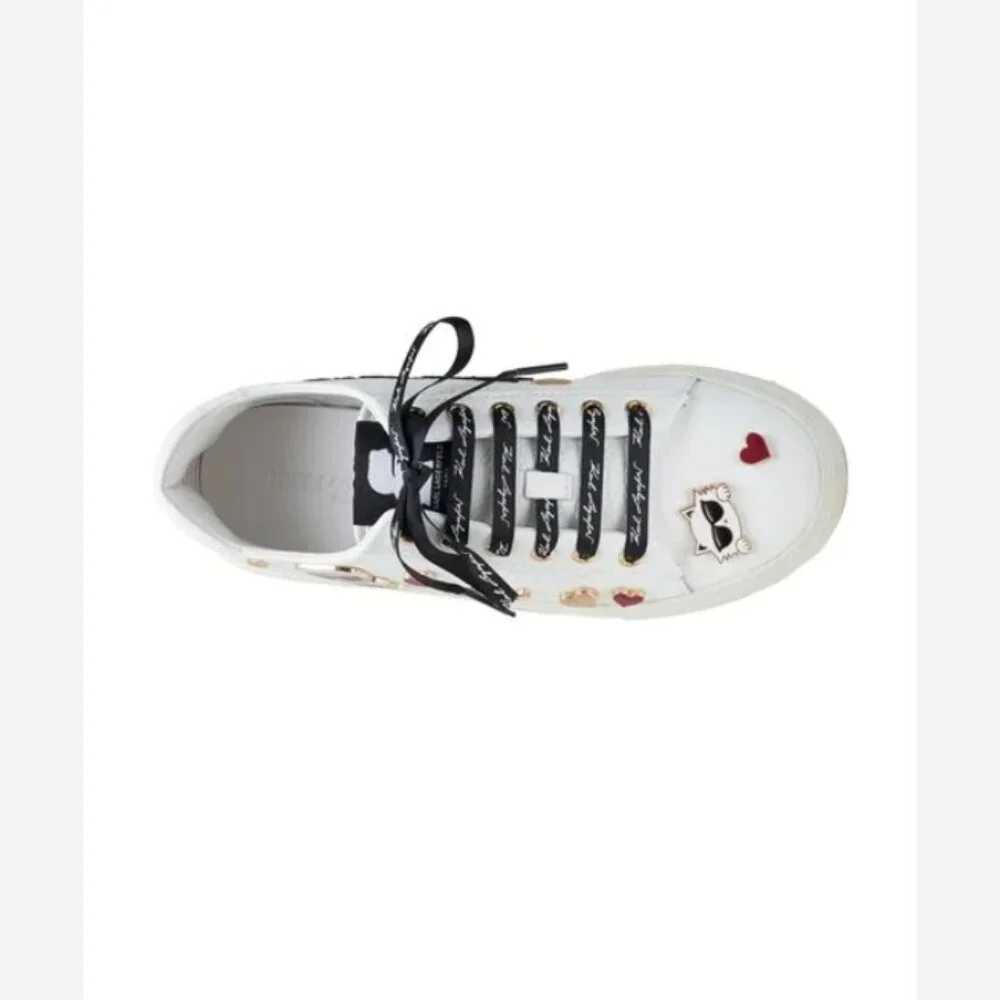 Karl Lagerfeld Paris Cate Pins Sneakers White Lace-up Size 6 Like New - Picture 2 of 8